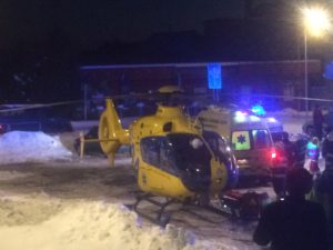 Zásah vrtulníku u požáru Hořice 18.1.2017 - Foto www.horicak.cz