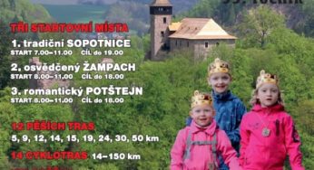 Přes tři hrady 2017 – sobota 6. května – pěšky nebo na kole – Sopotnice, Žampach, Potštejn