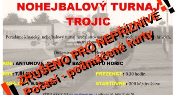 Nohejbalový turnaj trojic – Bašnice – Sobota 7.10.2017 Zrušeno pro nepříznivé počasí – podmáčené kurty
