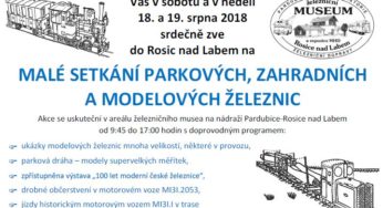 Malé setkání parkových, zahradních a modelových železnic – 18. – 19. 8. 2018 – Museum Rosice nad Labem